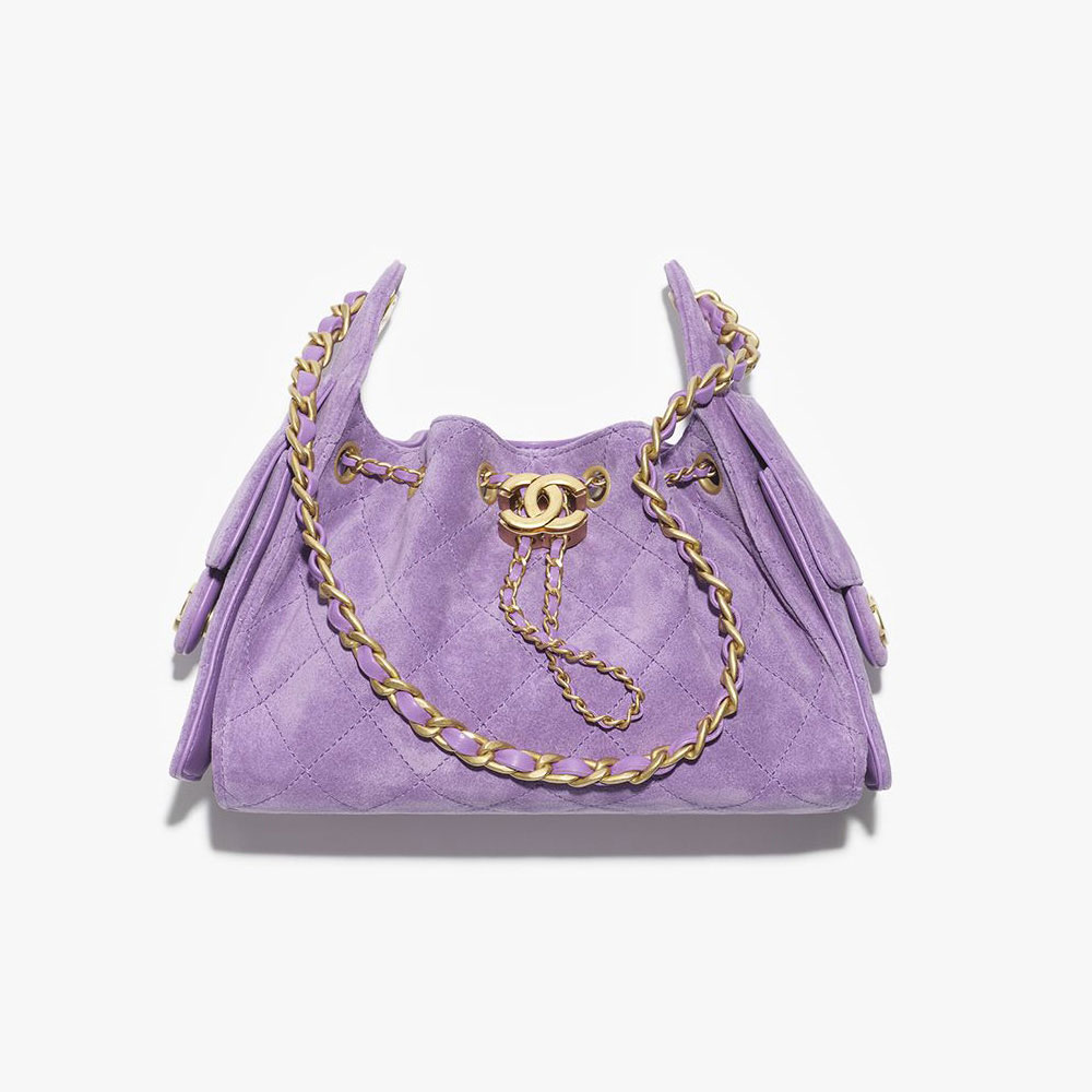 Chanel 25 mini handbag Suede calfskin gold-tone metal AS5631 B18799 U5337: Image 1