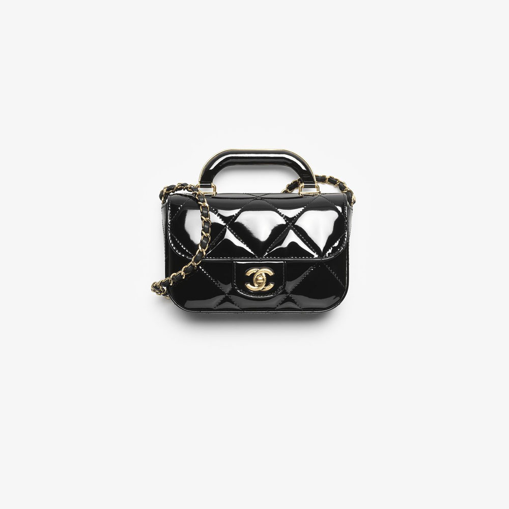 Chanel Mini flap bag with top handle in black AS5805 B21985 94305: Image 1