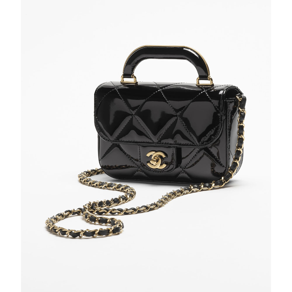 Chanel Mini flap bag with top handle in black AS5805 B21985 94305: Image 2
