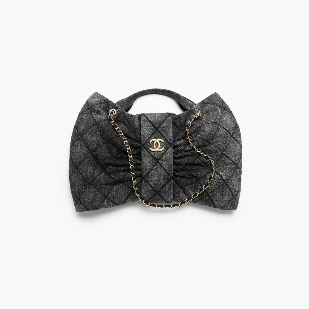 Chanel Maxi bow bag Washed denim in black AS5846 B22159 94305: Image 1