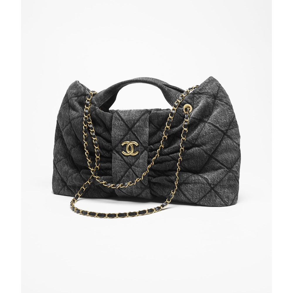 Chanel Maxi bow bag Washed denim in black AS5846 B22159 94305: Image 2