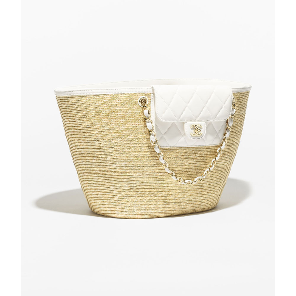 Chanel Large shopping bag in beige white AS5952 B22647 U6022: Image 2