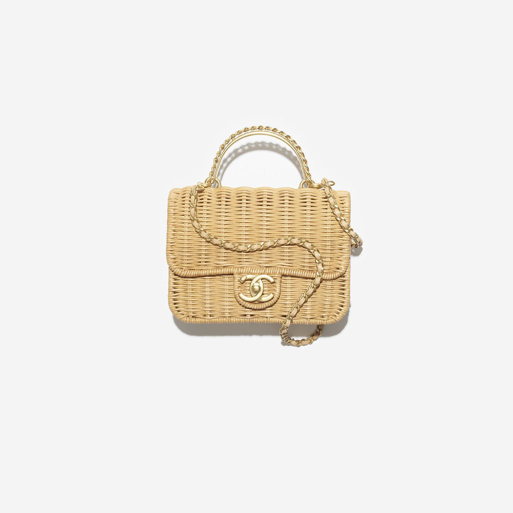Chanel Mini flap bag with top handle in beige AS5984 B22726 NG121: Image 1
