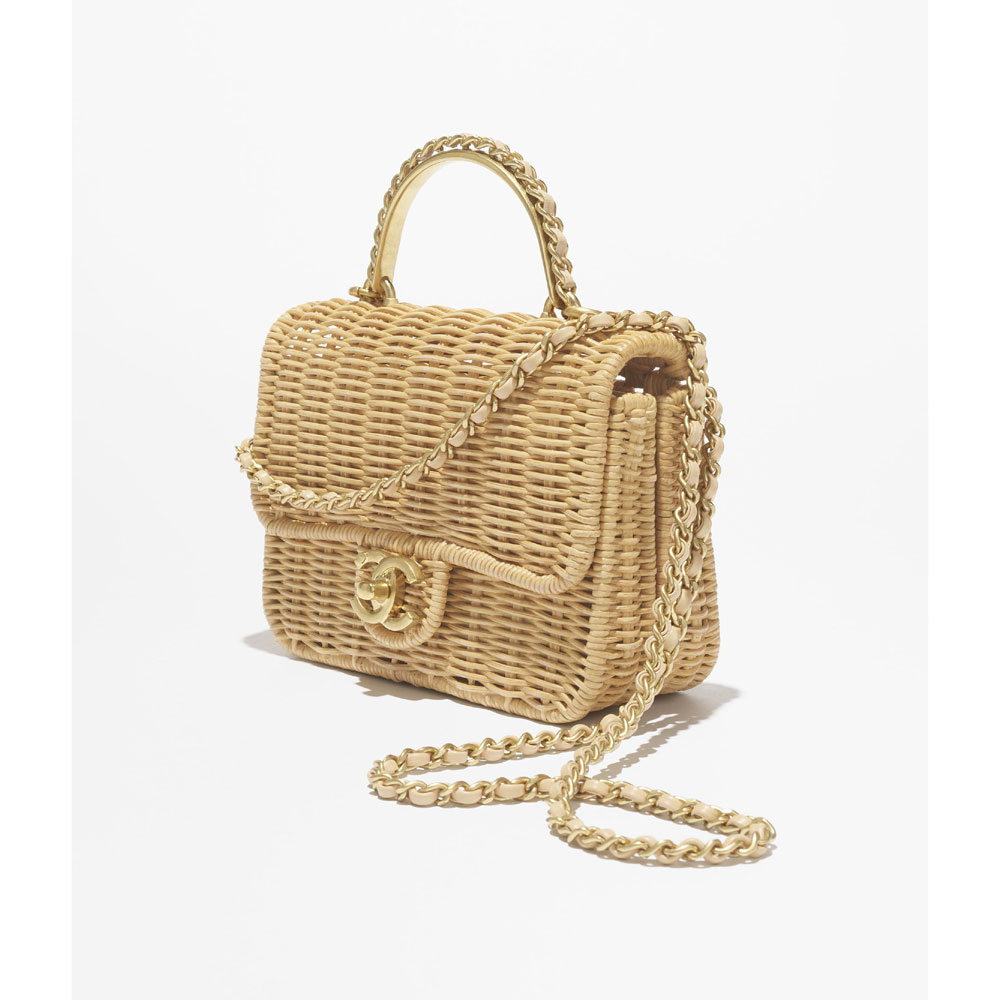 Chanel Mini flap bag with top handle in beige AS5984 B22726 NG121: Image 2