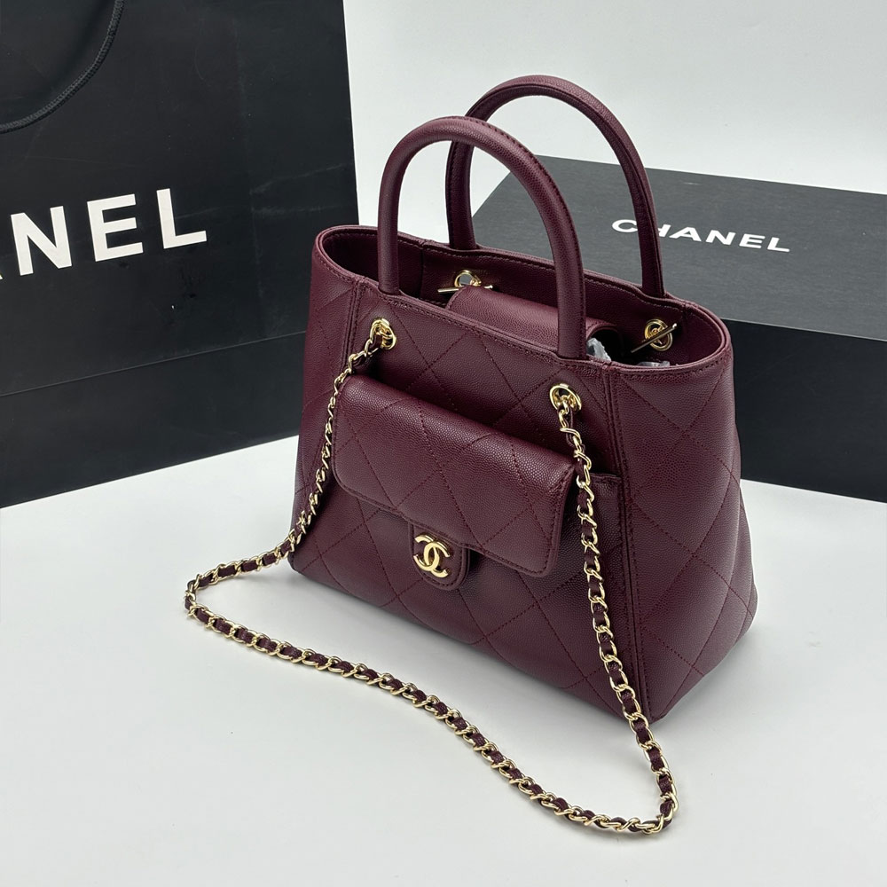 Chanel Small Shopping Bag in Burgundy AS6025 B23125 U6550: Image 2