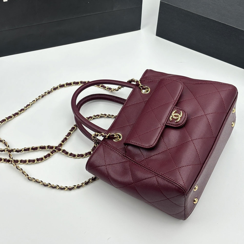 Chanel Small Shopping Bag in Burgundy AS6025 B23125 U6550: Image 4