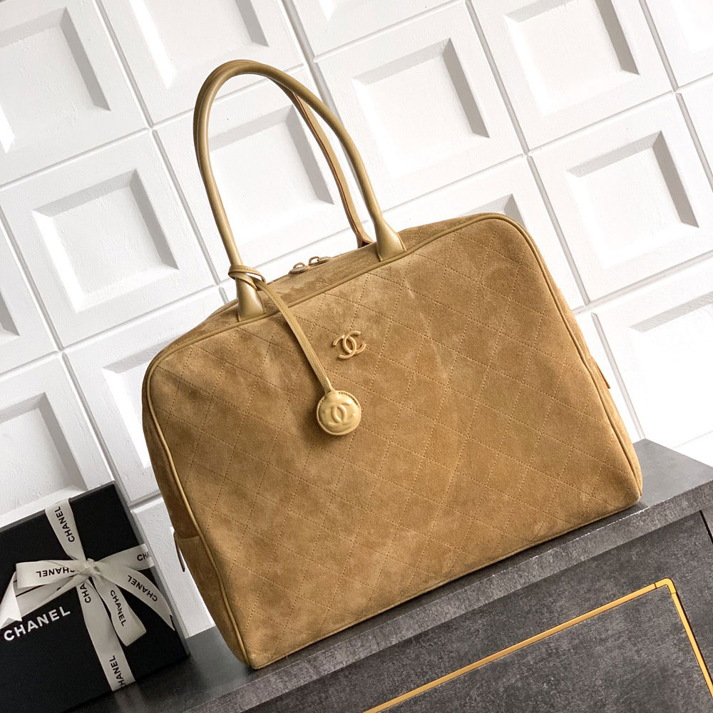 Chanel Maxi bowling bag Suede calfskin calfskin gold metal AS6212 B24074 U9390: Image 1