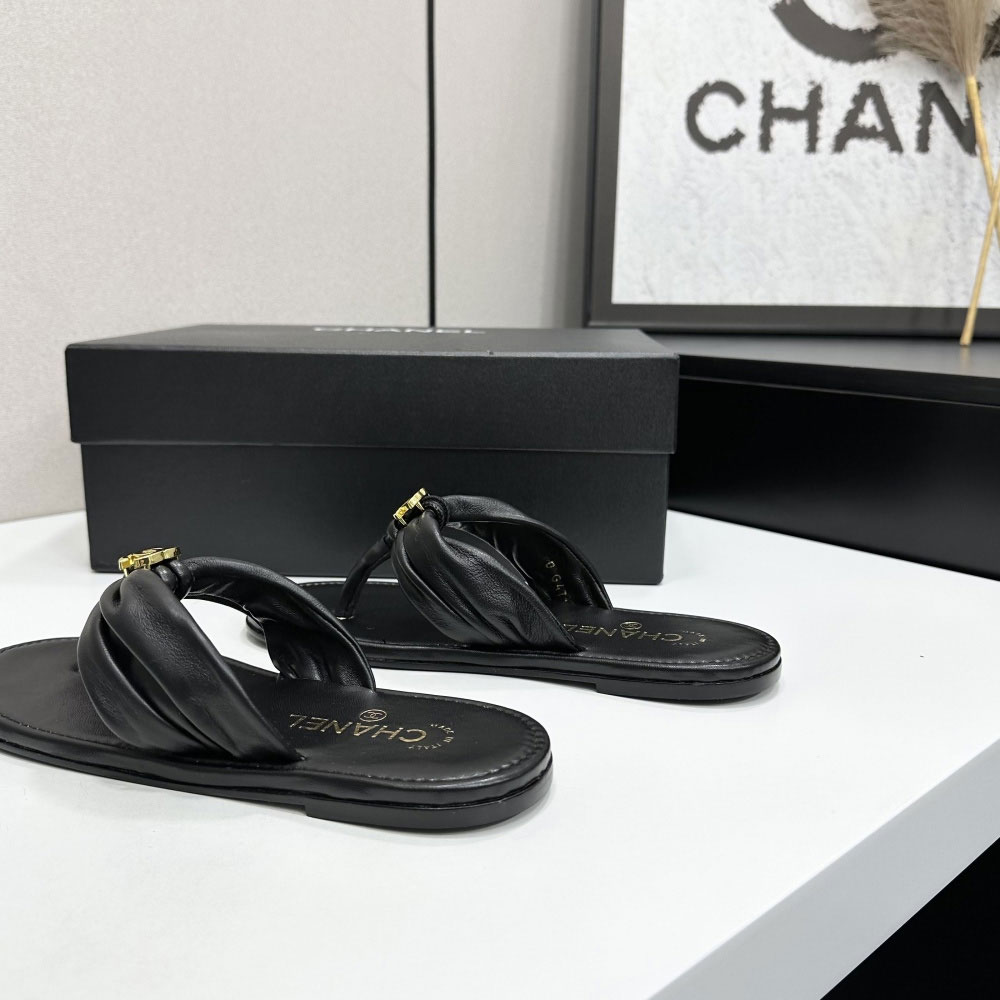Chanel Thongs Black G47103 B24585 94305: Image 2