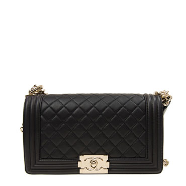 BOY Chanel lambskin bag Black A67086 Y25539 94305