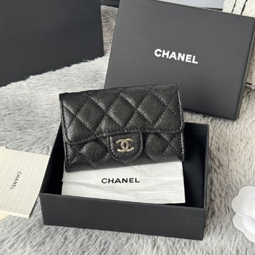 Chanel Classic Card Holder Black Grained Shiny Calfskin AP4096 B10583 94305