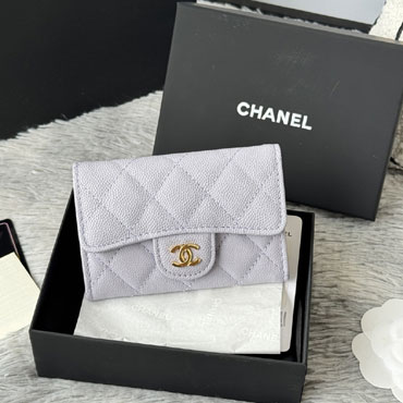 Chanel Classic Card Holder lilac Grained Shiny Calfskin AP4096 B10583 NY559