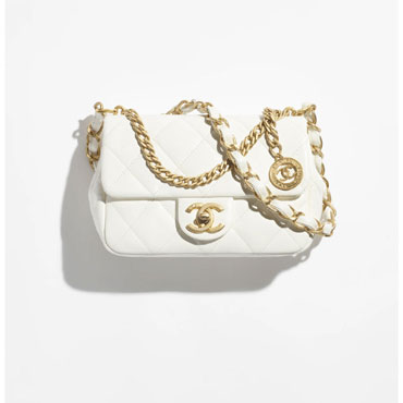 Chanel Lambskin gold White Small Flap Bag AS4012 B10669 10601