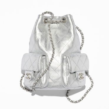 Chanel Backpack Metallic Lambskin Silver AS5310 B19317 NACPN