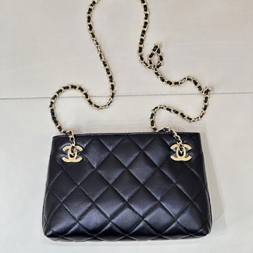 Chanel Small shopping bag Black Lambskin gold-tone AS6248 B24030 94035