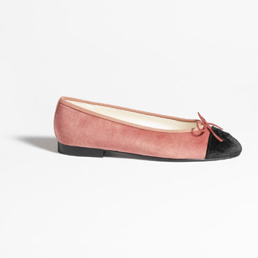 Chanel Ballet flats Velvet dark pink black G02819 B17355 NZA13