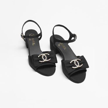 Chanel Sandals Grosgrain Strass Metal G46020 B18364 94305