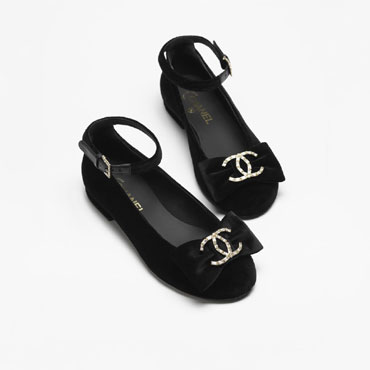 Chanel Mary Janes Velvet Strass Metal G46022 B18362 94305