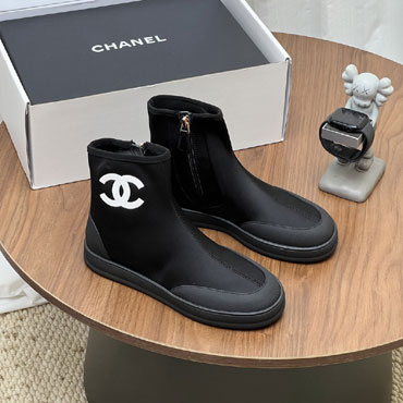 Chanel Short Boots Black White G47141 B23935 U9429