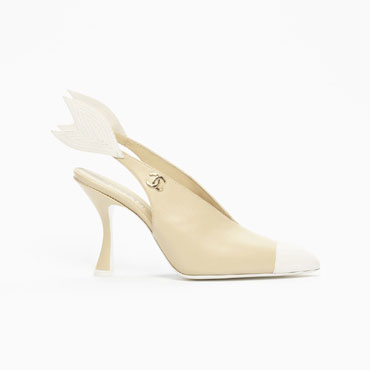 Chanel Slingbacks Beige White G47323 X01000 UB126