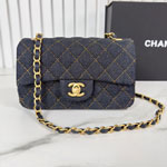 Chanel Mini classic handbag Denim gold-tone metal A69900 B23660 U7663