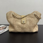 Chanel Shopping bag Braided raffia gold-tone metal AS6090 B23527 U7508