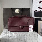 Chanel Maxi flapbag Grained calfskin silver metal Burgundy AS6231 B24008 U8393