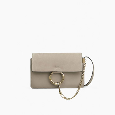 Chloe Faye shoulder bag in suede calfskin smooth calfskin 3S1127-H2O-B79