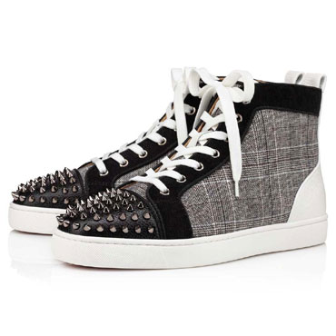 Christian Louboutin Lou Spikes Orlato Grey Calf Sneaker 1220359CM45