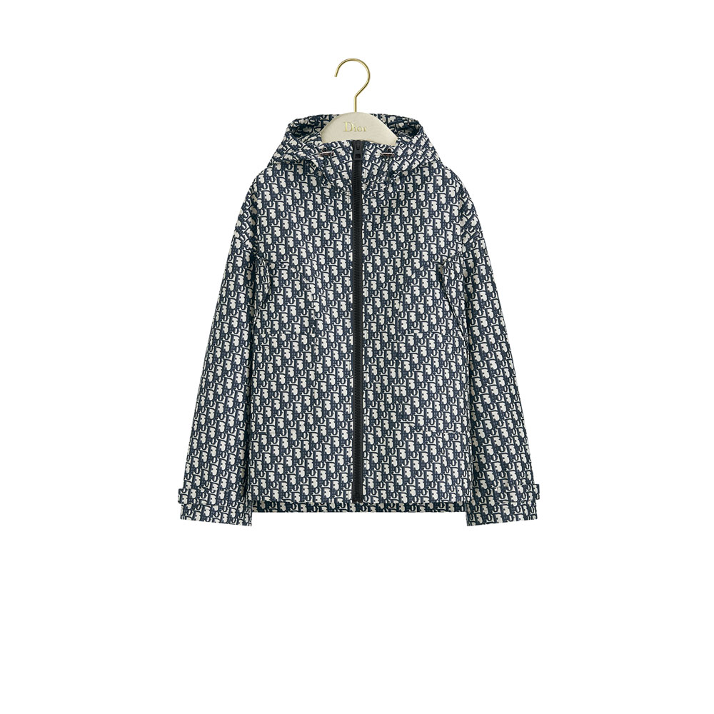 Dior Hooded Jacket Blue Jacquard Technical Taffeta 327C25A2970 X5803: Image 1