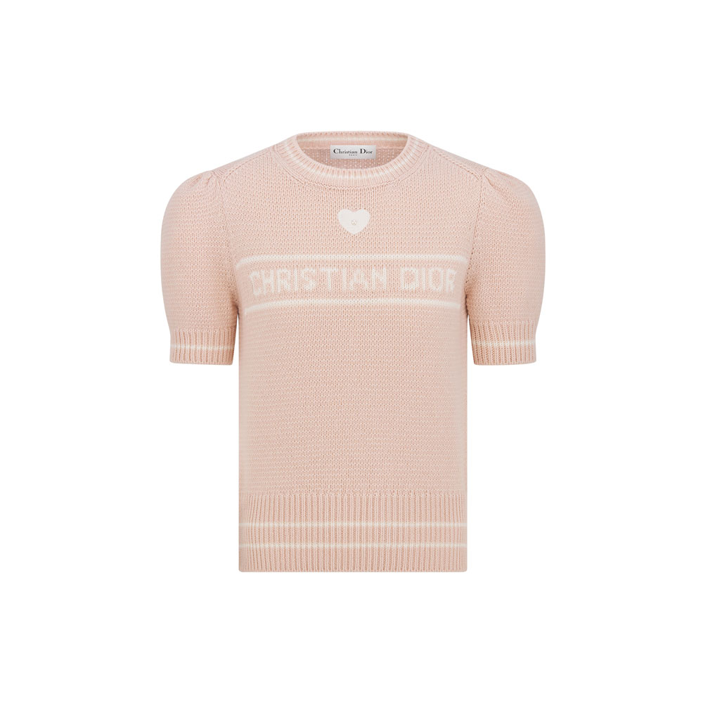 Dior Short Sleeved Sweater Pink Virgin Wool Cashmere Knit 614S09C3080 X1883: Image 1