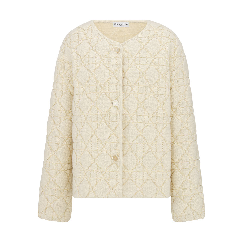 DiorAlps Cannage Jacket White Wool Cashmere Blend Knit 614V06A3400 X0200: Image 1