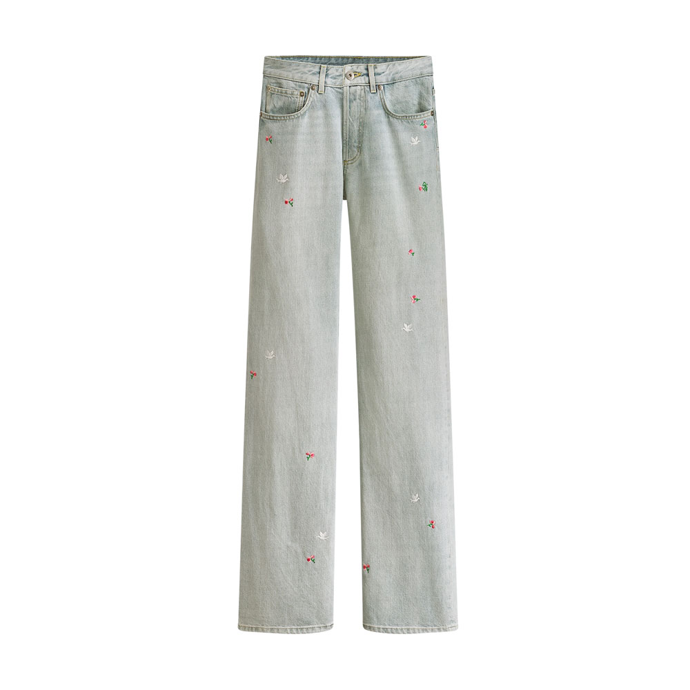 Dioramour Flared Embroidered Jeans Light Blue Cotton Denim 622P80V3218 X5010: Image 1