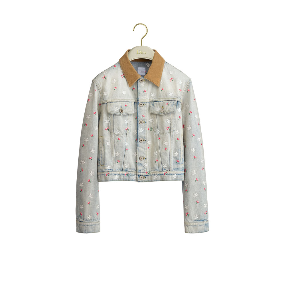 Dioramour Embroidered Jacket Light Blue Cotton Denim 622V80V3218 X5010: Image 1