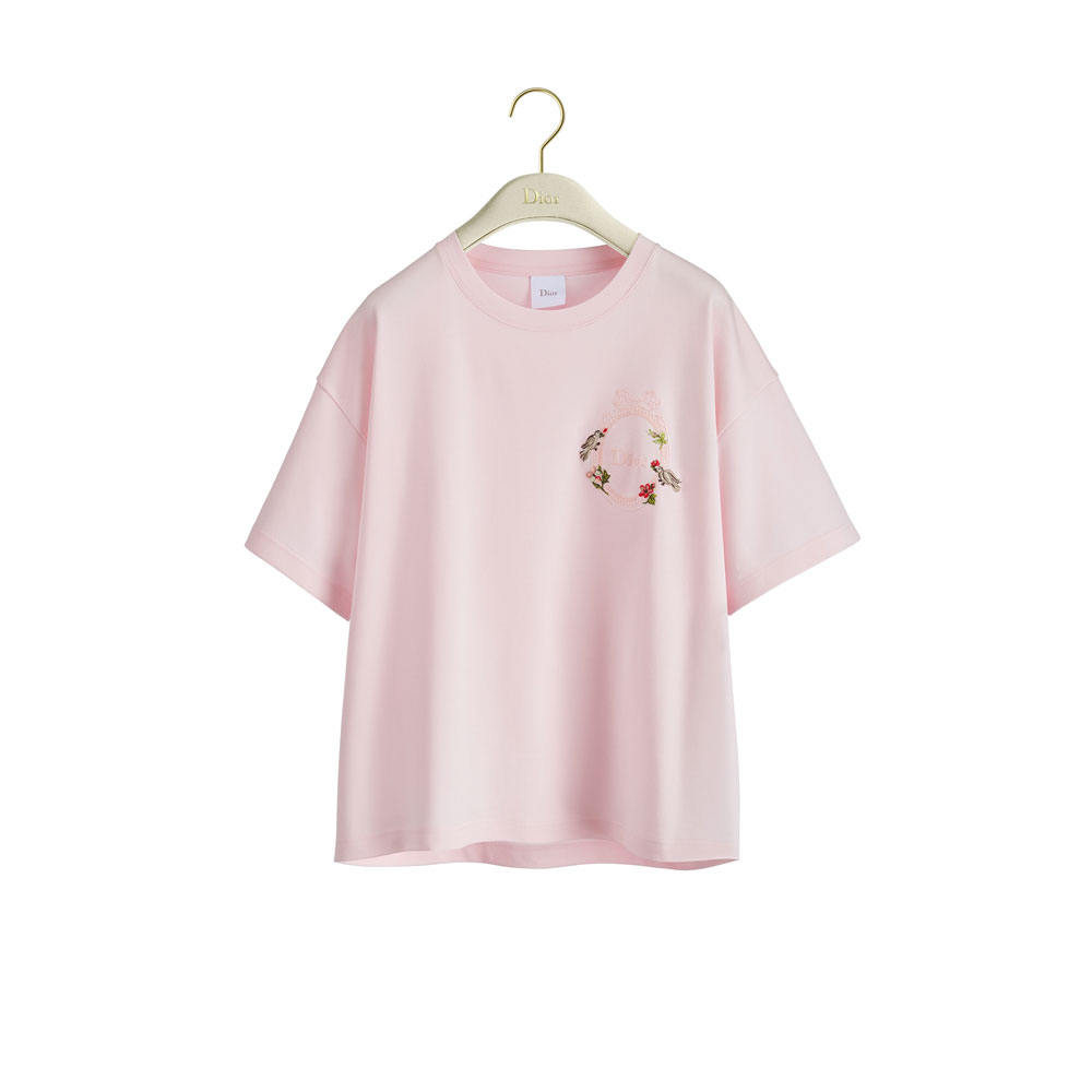 Dioramour Oversized Cropped T-Shirt Pink Cotton Jersey 623T12A4269 X4840: Image 1