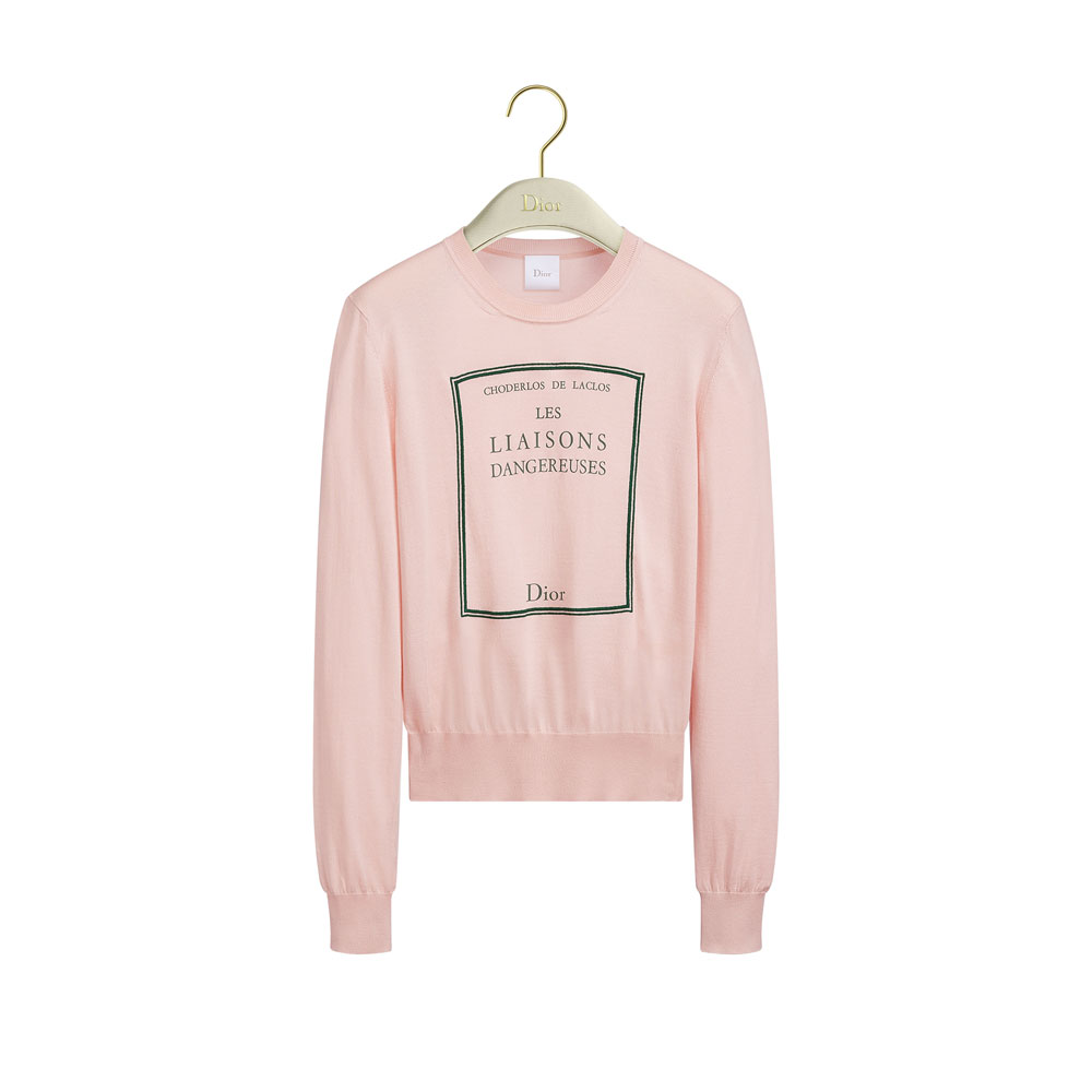 Dior Book Cover Sweater Pink and Black Silk Knit 624S37F6015 X4100: Image 1