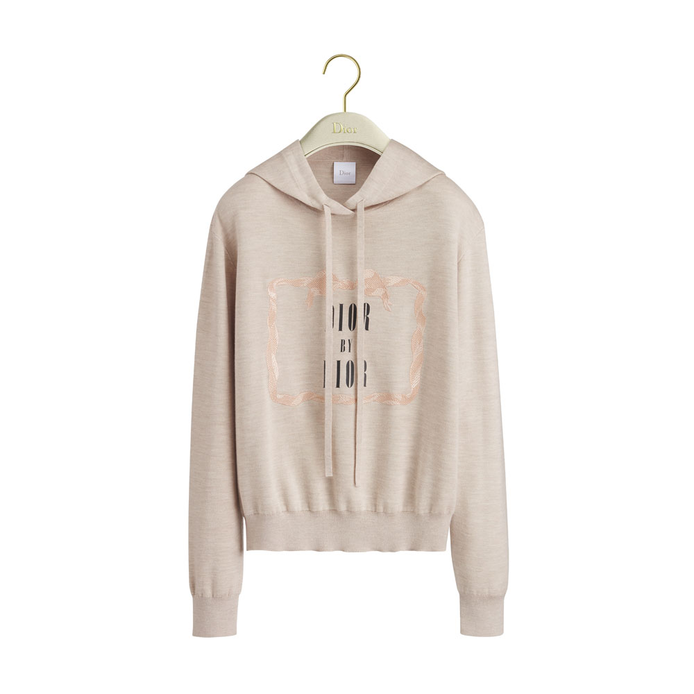 Dior Book Cover Hooded Sweatshirt Beige Black Cashmere Silk Blend 624S38E1097 X1200: Image 1