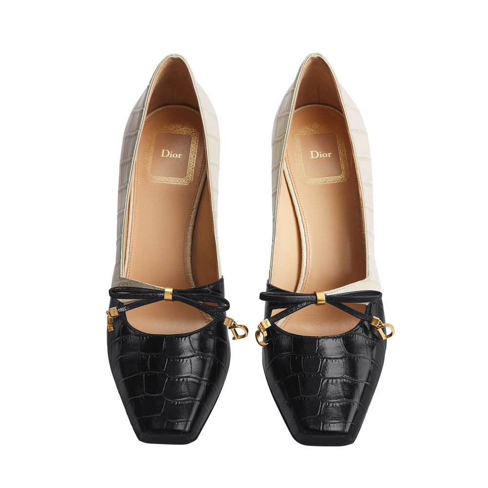 Dior Muse Pump Black Cream Calfskin Printed Crocodile Motif KCV536VCR S07X: Image 2