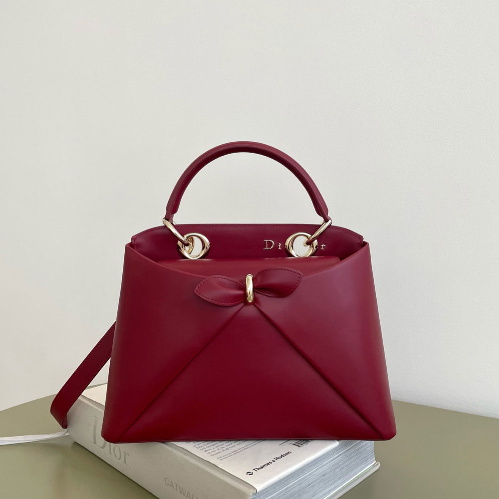 Small Dior Cigale Bag in Burgundy Calfskin Leather M0737OHJU M42R: Image 1