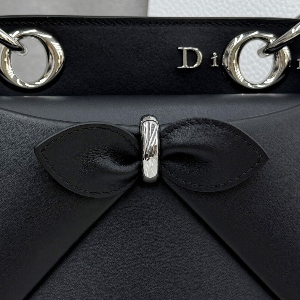 Small Dior Cigale Bag in Black Calfskin Leather M0737OHJU M900: Image 4
