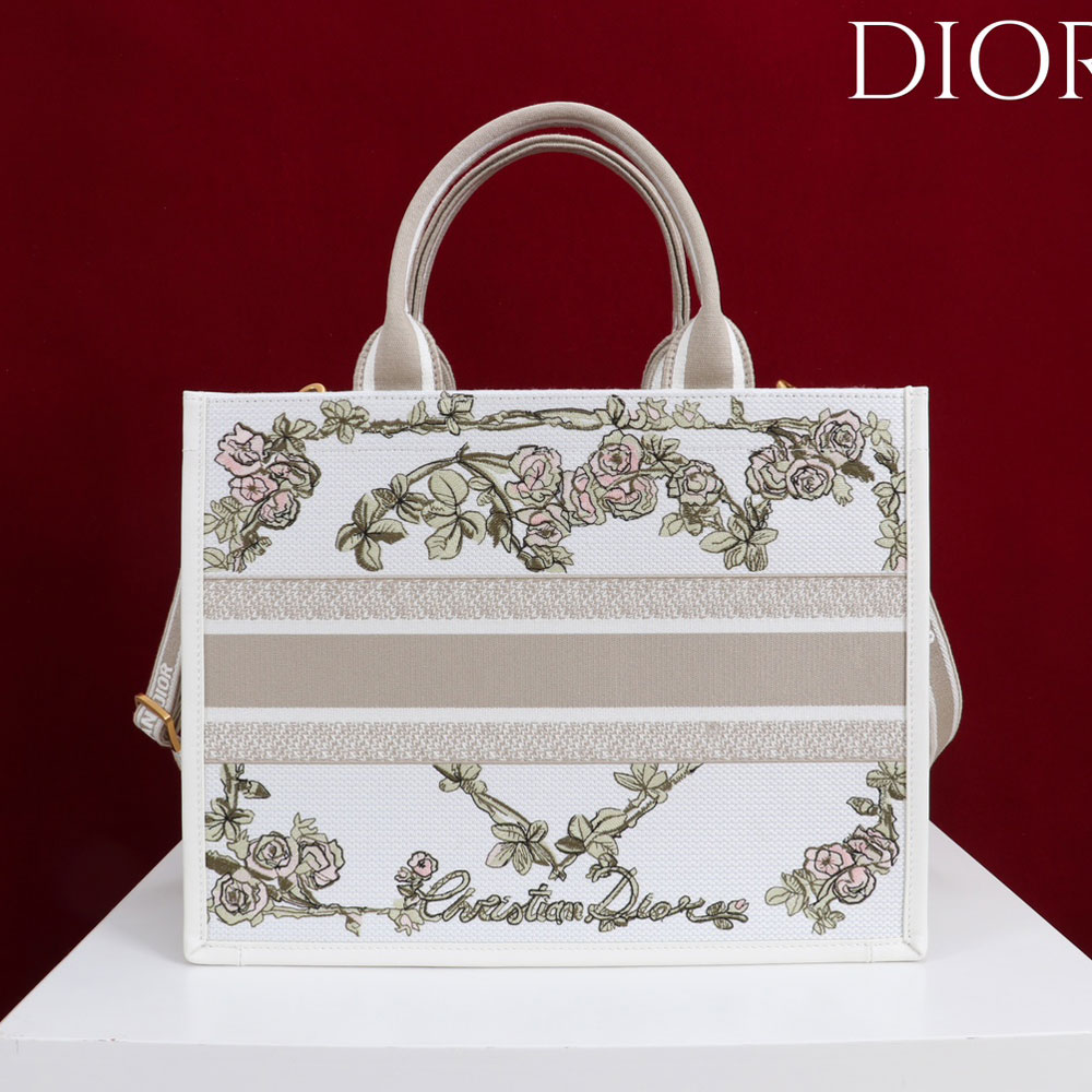 Small Dior Book Tote Multicolor Amour de Roses Embroidery M1325CZHT M941: Image 2