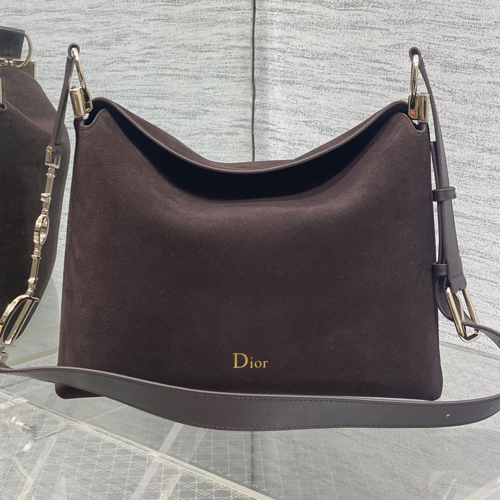Medium Diorly Bag Chocolate Suede Calfskin M1412OHJX M66M: Image 1