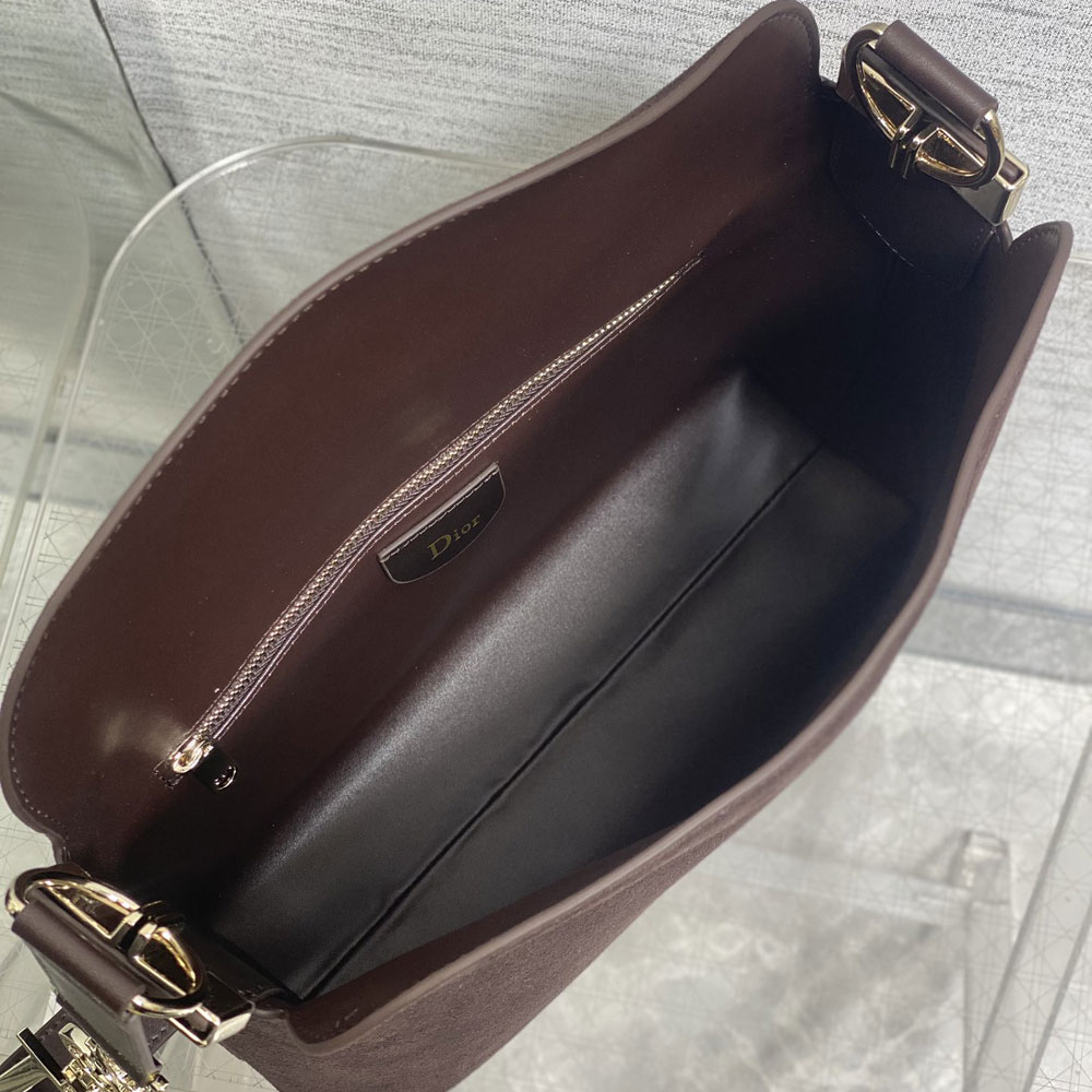 Medium Diorly Bag Chocolate Suede Calfskin M1412OHJX M66M: Image 4