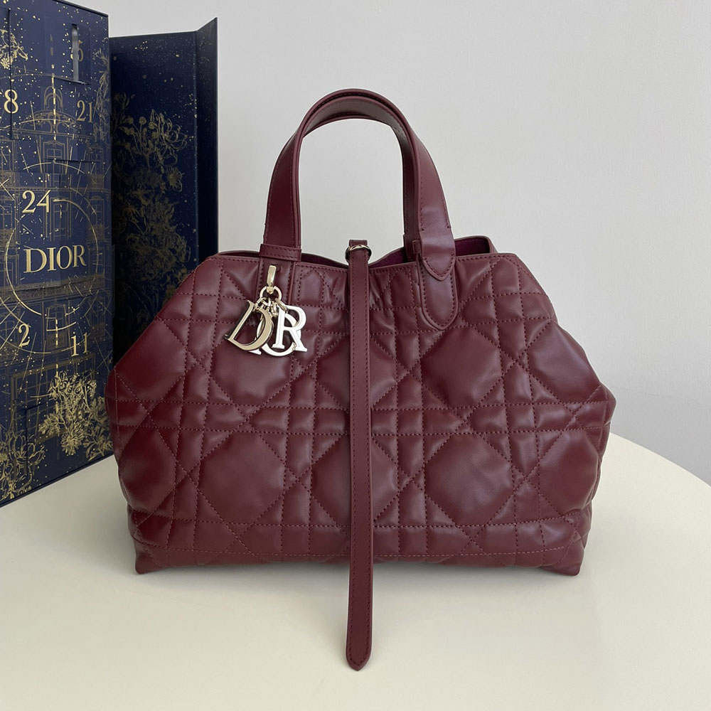 Medium Dior Toujours Bag Plum Macrocannage Calfskin M2821OSNW M42R: Image 1
