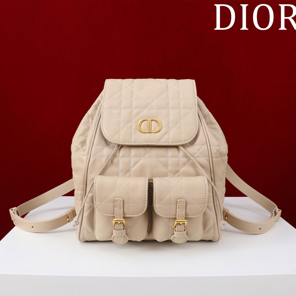Medium Dior Caro Backpack Powder Beige Macrocannage Lambskin M6301UNOZ M51U: Image 1