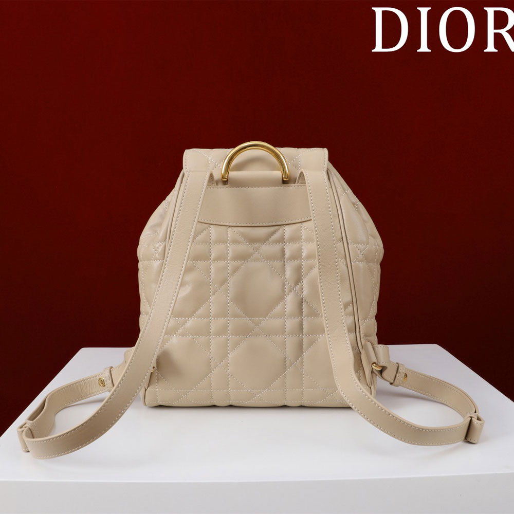Medium Dior Caro Backpack Powder Beige Macrocannage Lambskin M6301UNOZ M51U: Image 2