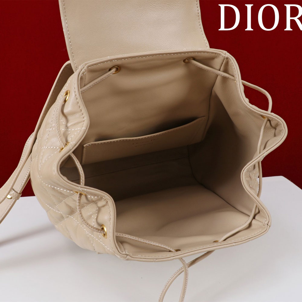 Medium Dior Caro Backpack Powder Beige Macrocannage Lambskin M6301UNOZ M51U: Image 3