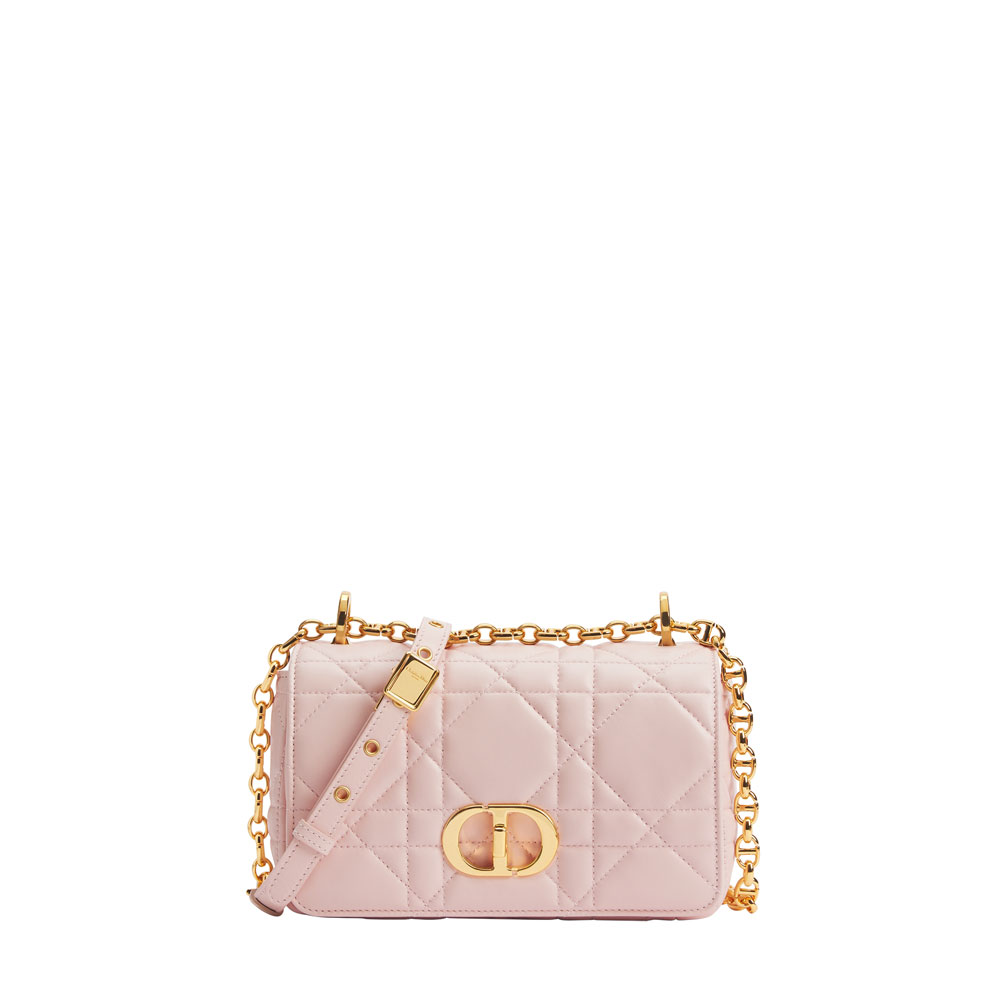 Small Soft Dior Caro Bag Powder Pink Macrocannage Lambskin M9252UHPA M413: Image 1