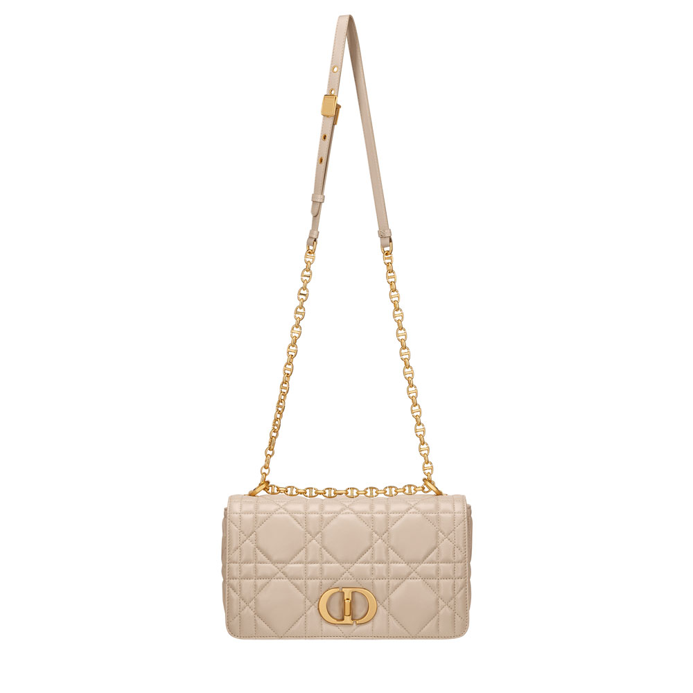 Medium Soft Dior Caro Bag Powder Beige Macrocannage Lambskin M9253UHPA M51U: Image 4