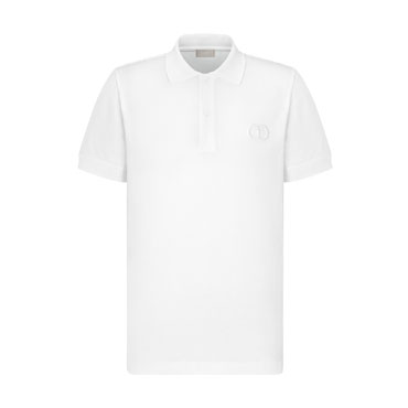 Dior CD Icon Polo Shirt White Cotton Pique 013J800A0373 C080