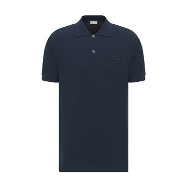 Dior CD Icon Polo Shirt Navy Blue Cotton Pique 013J800A0373 C585